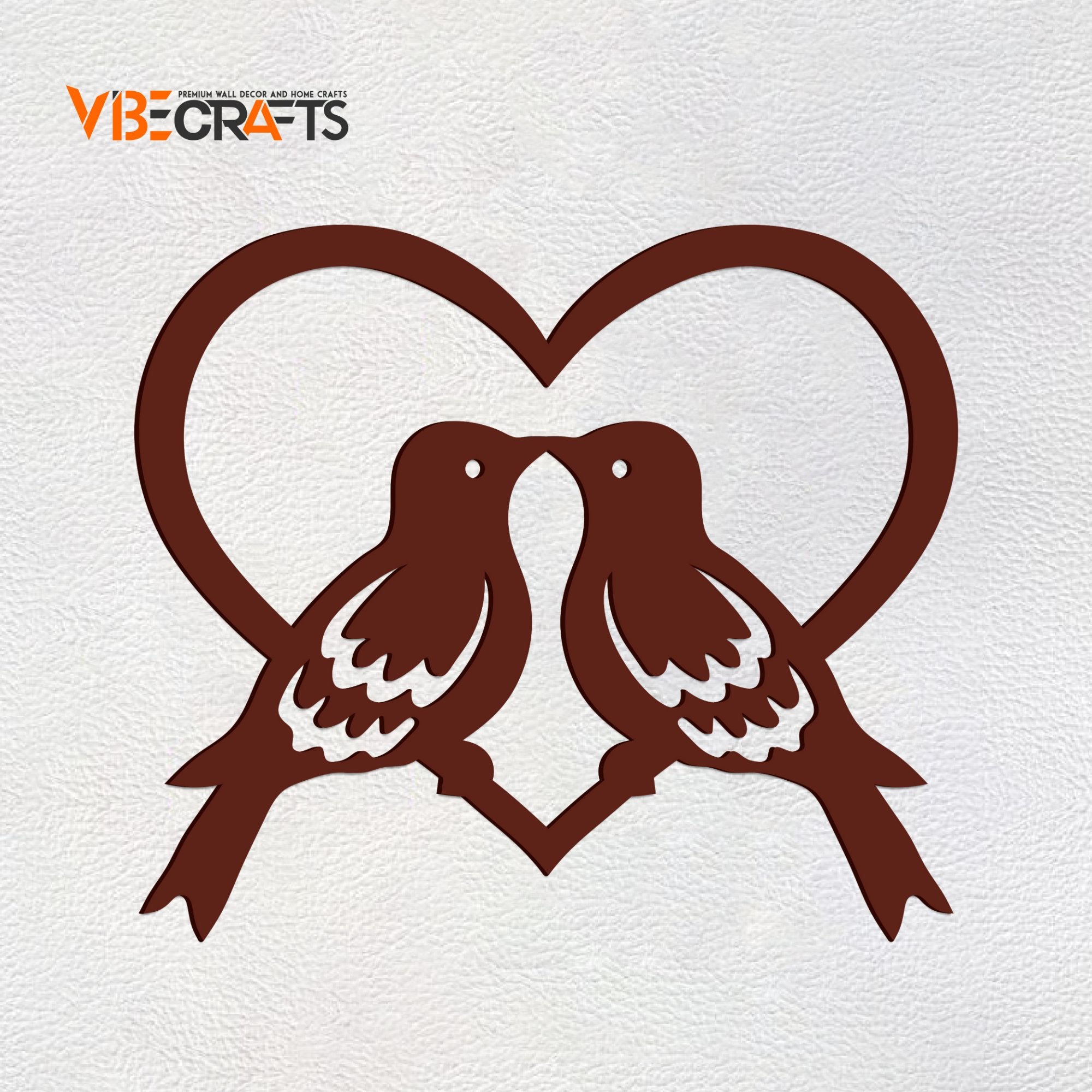 Beautiful Two Birds in Heart Design Premium Quality Wooden Wall Hanging