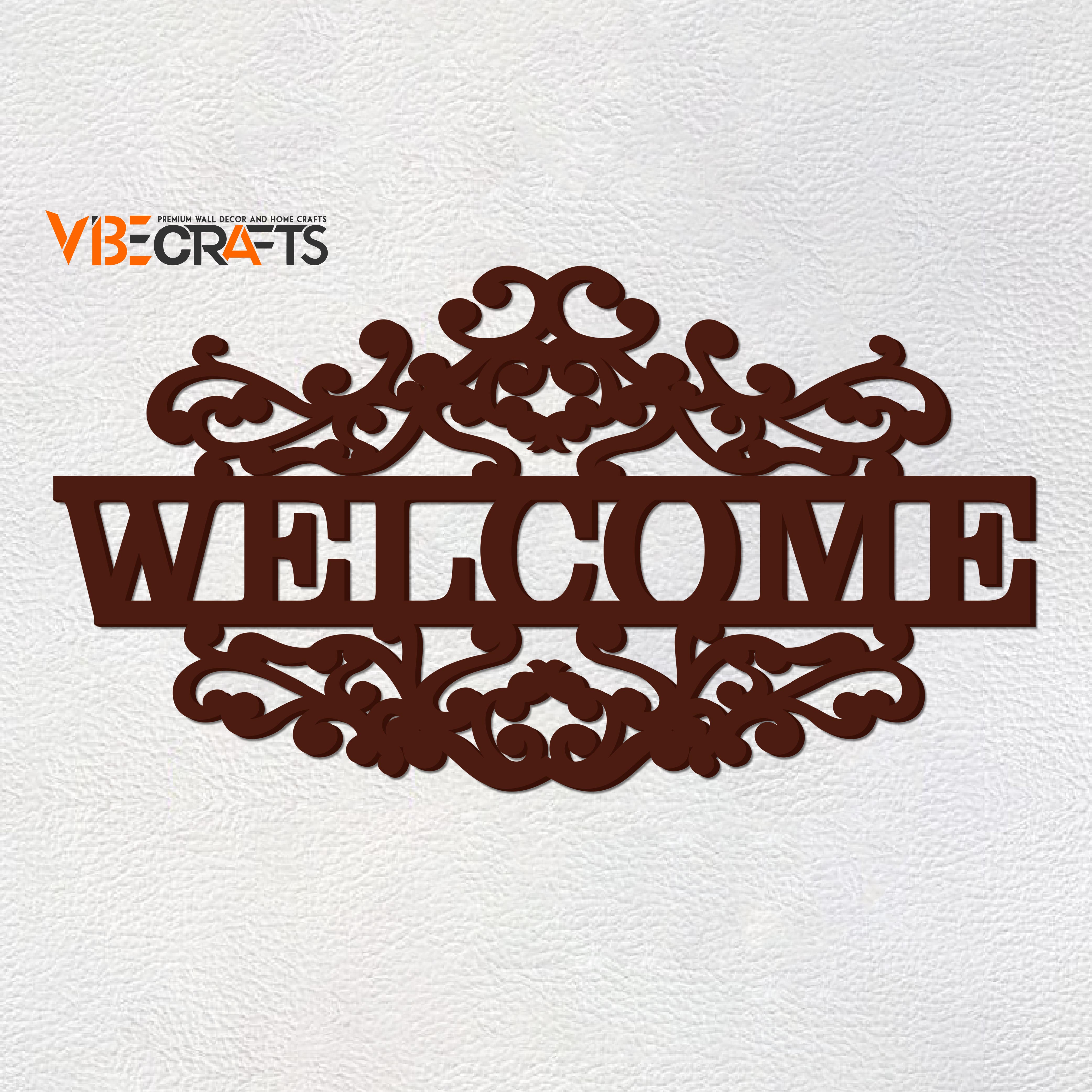 Beautiful Welcome in Mahogany Brown Color Design Wooden Wall Hanging