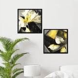 Beautiful White Flower Wall Painting of Two Pieces Floating Frame