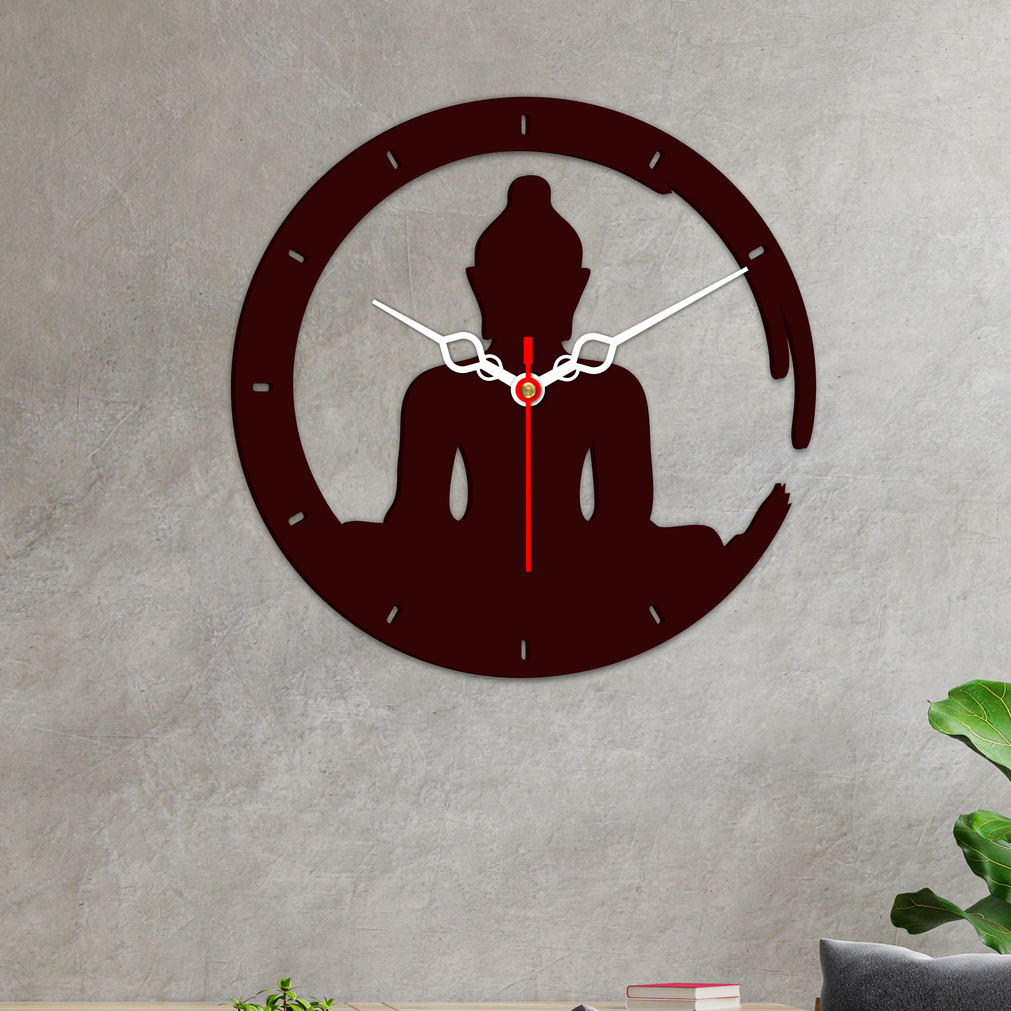 Buddha in Lotus Posture Designer Wooden Wall Clock