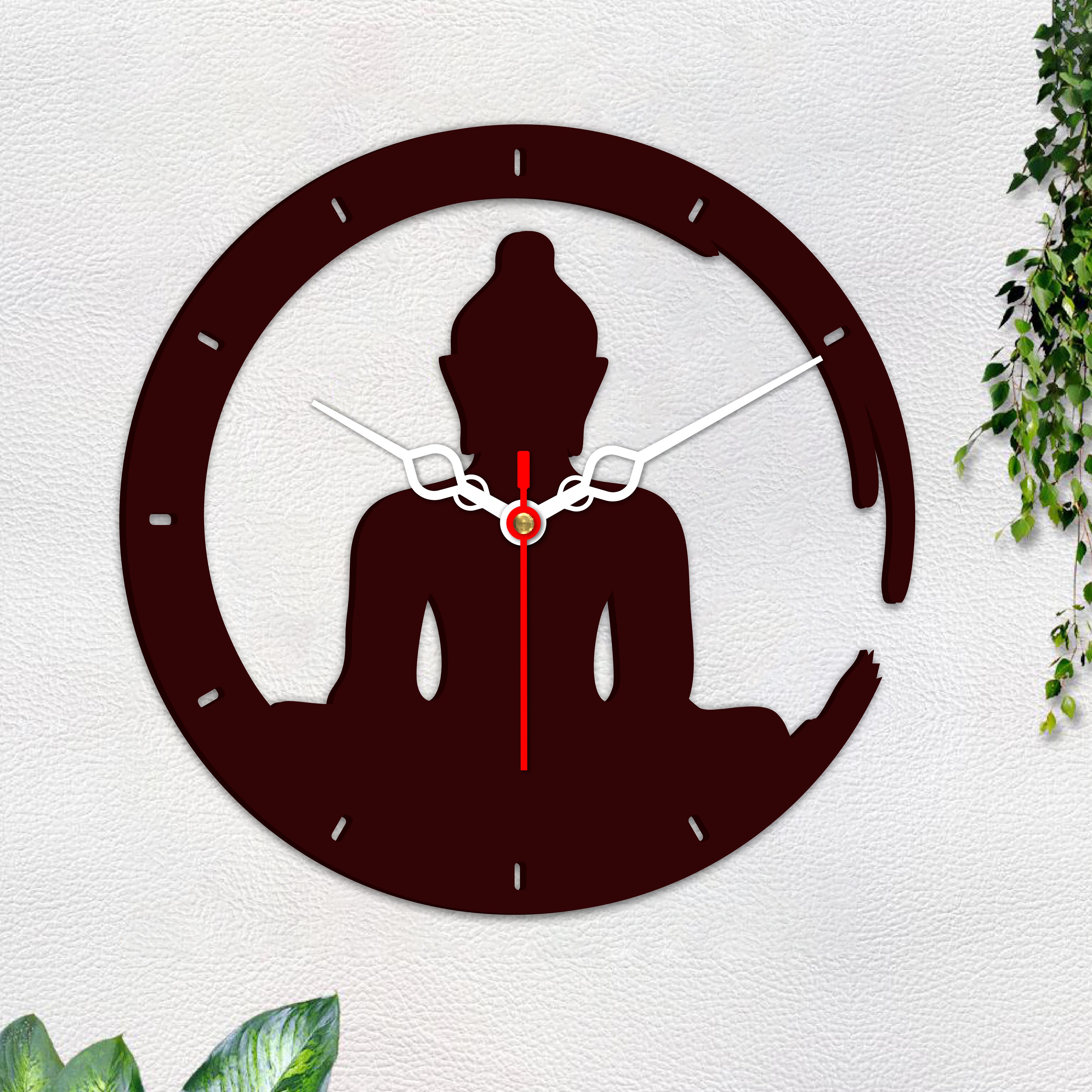 Buddha in Lotus Posture Designer Wooden Wall Clock