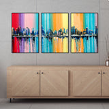 City Skyline Floating Canvas Wall Painting Set of Three