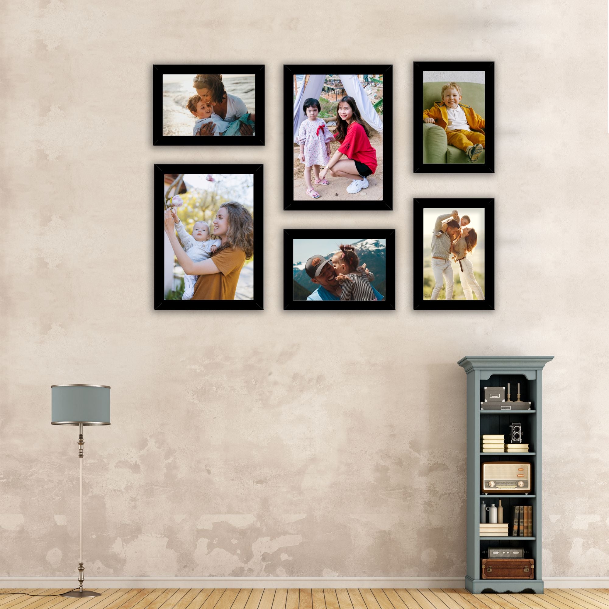 Classic Photo Frame Wall Hanging Set of Six