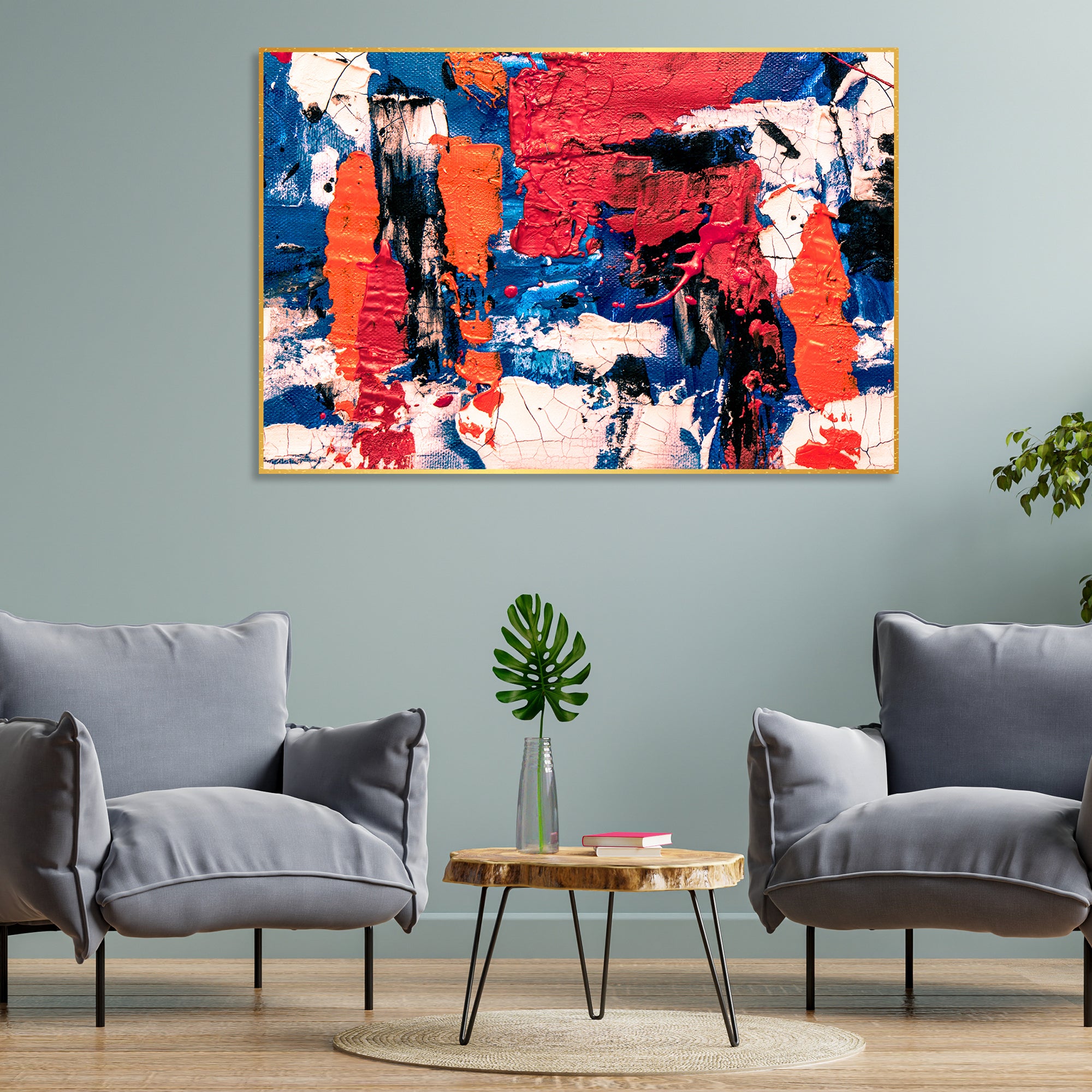 Colorful Abstract Art Wall Painting Floating Canvas