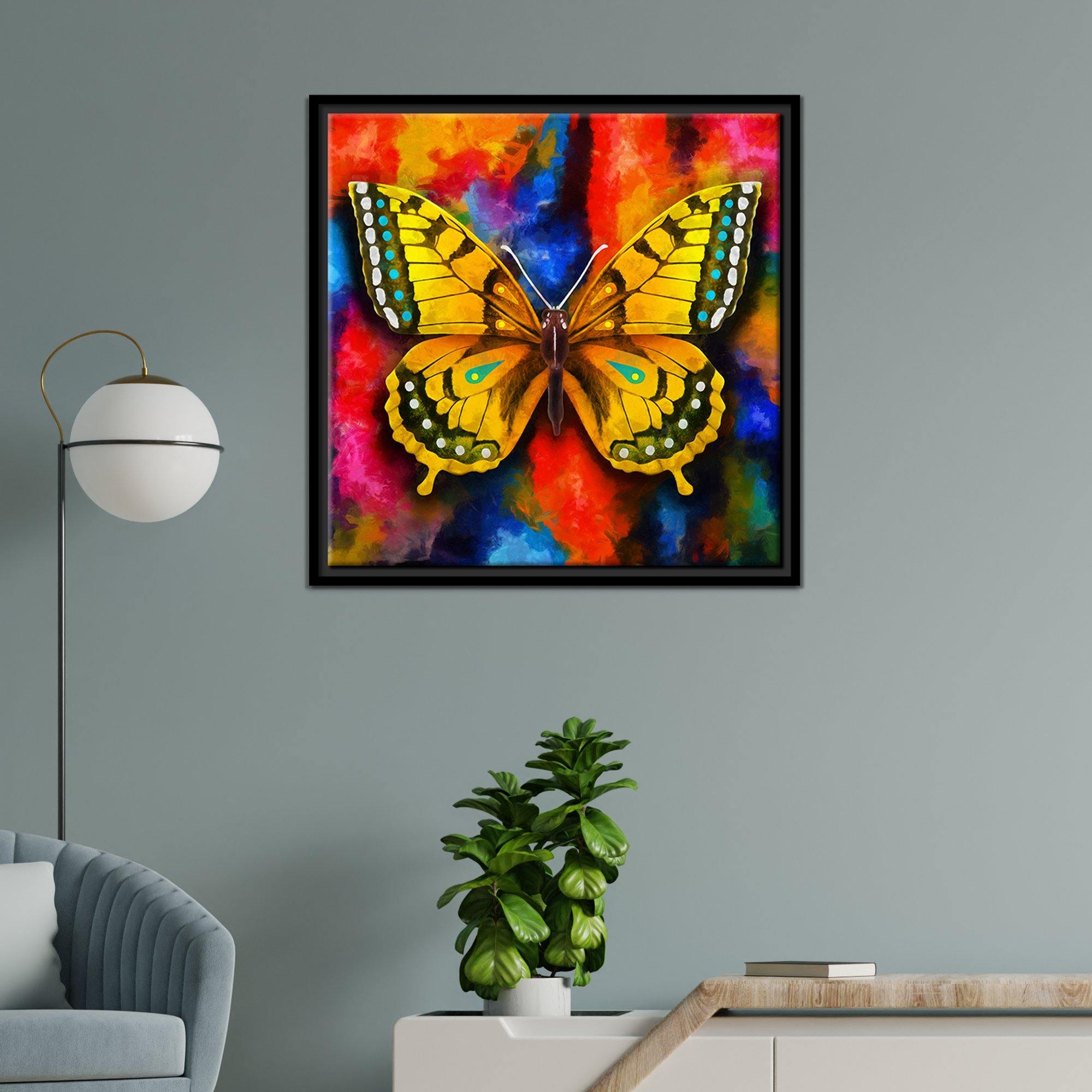 Colorful Butterfly Floating Canvas Wall Painting Frame