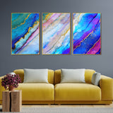 Colorful Ink Floating Canvas Wall Painting Set of Three