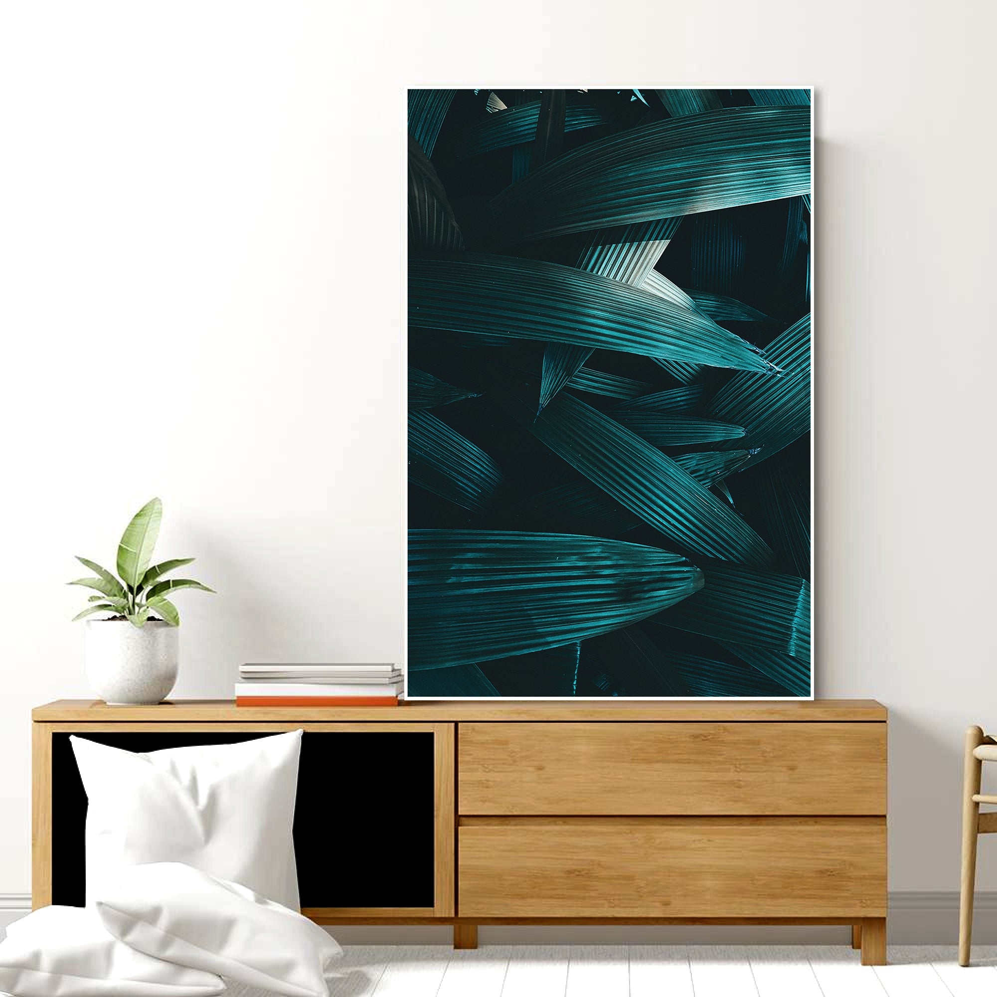 Dark Leaves Floating Canvas Wall Painting