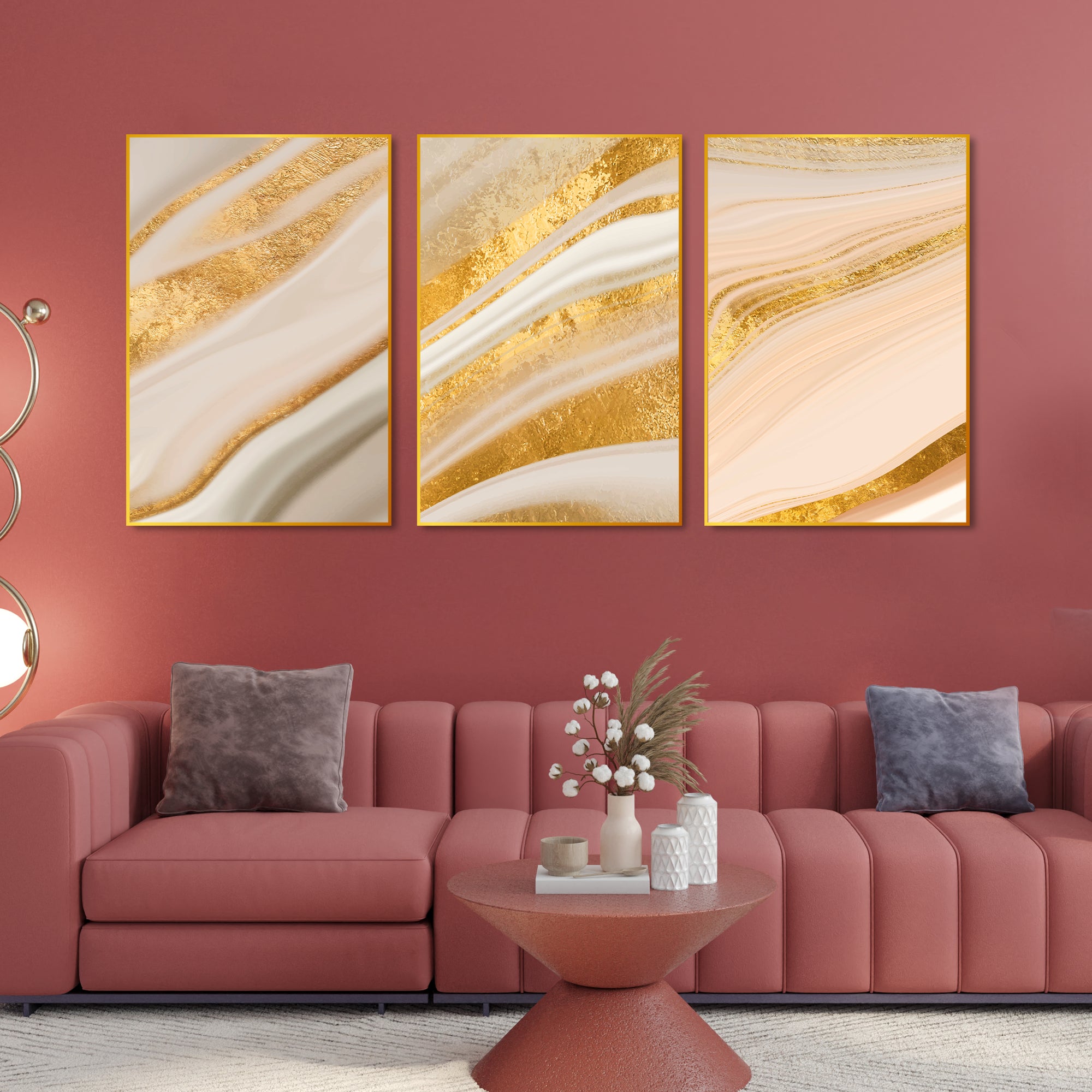 Decorative Pattern Floating Canvas Wall Painting Set of Three