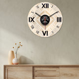 Detailed Golden Pattern Wooden Wall Clock