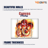Deva Shree Ganesha Head Abstract Art Canvas Wall Painting Set of 4
