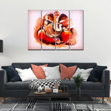 Devotional Lord Ganesha Abstract Art Wall Painting Set of Four