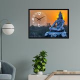 Floating Frame Lord Mahadev Wall Painting with Clock