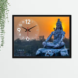 Floating Frame Lord Mahadev Wall Painting with Clock