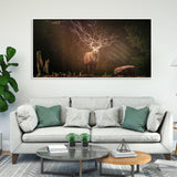 A Beautiful Deer in Dark Forest Floating Wall Painting