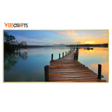 Wooden Jetty Lake in Sunset Floating Wall Painting