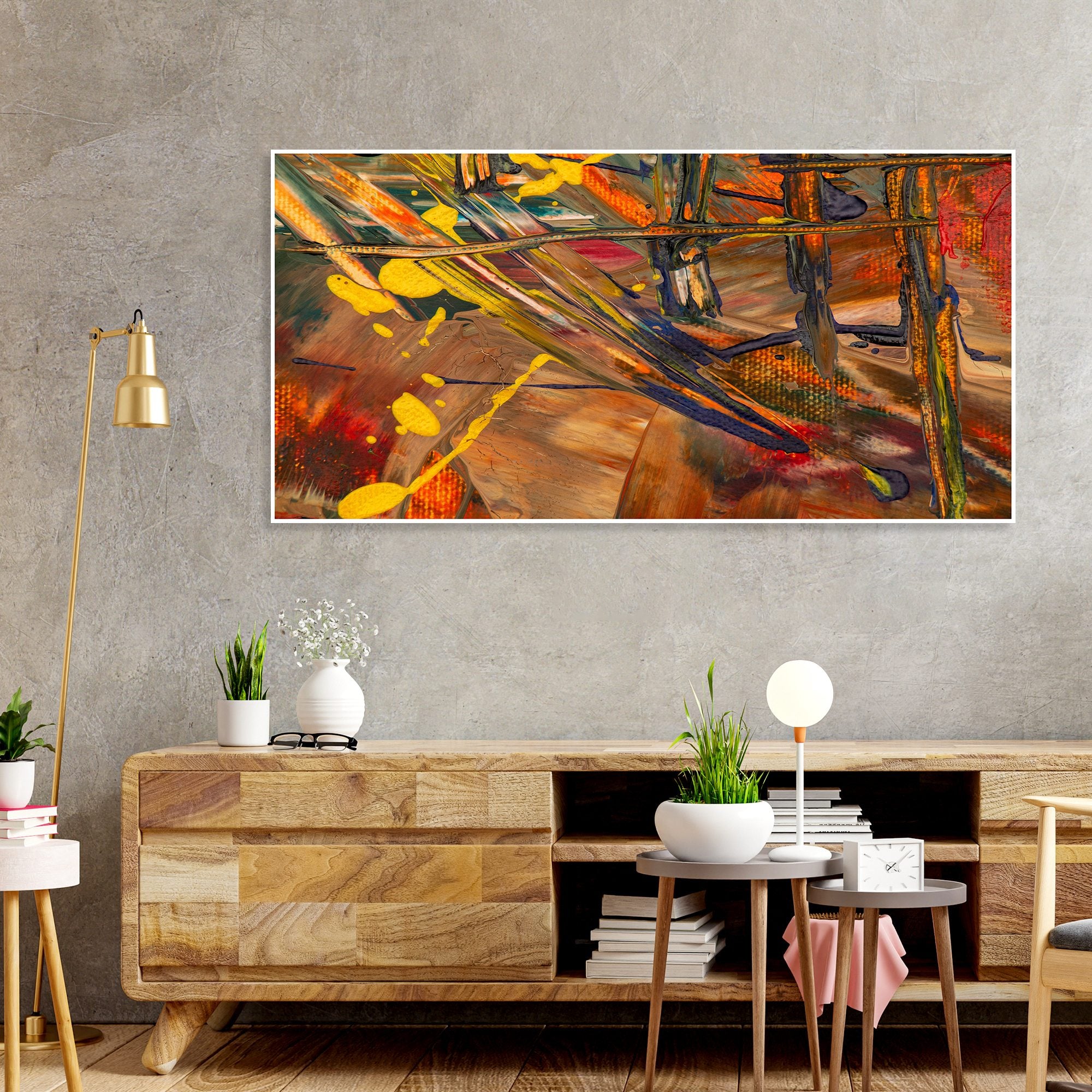 Dark Abstract Texture Floating Frame Wall Painting