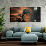 Mid Moon Light Floating Frame Wall Painting