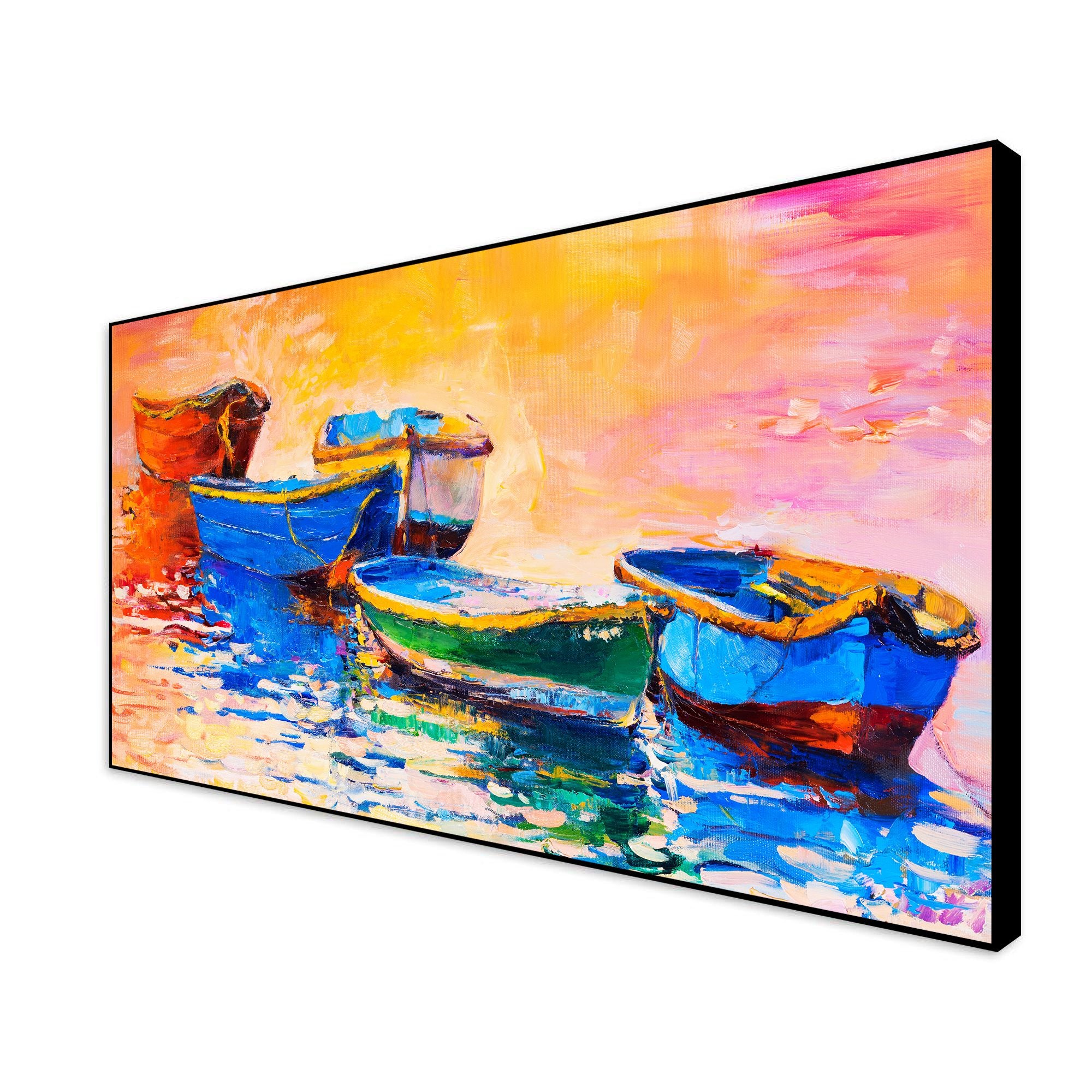 Boat Colorful Floating Frame Wall Painting