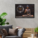 Floating Frame Lord Gautam Buddha Wall Painting with Clock