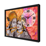 Floating Frame Lord Krishna Wall Painting with Clock