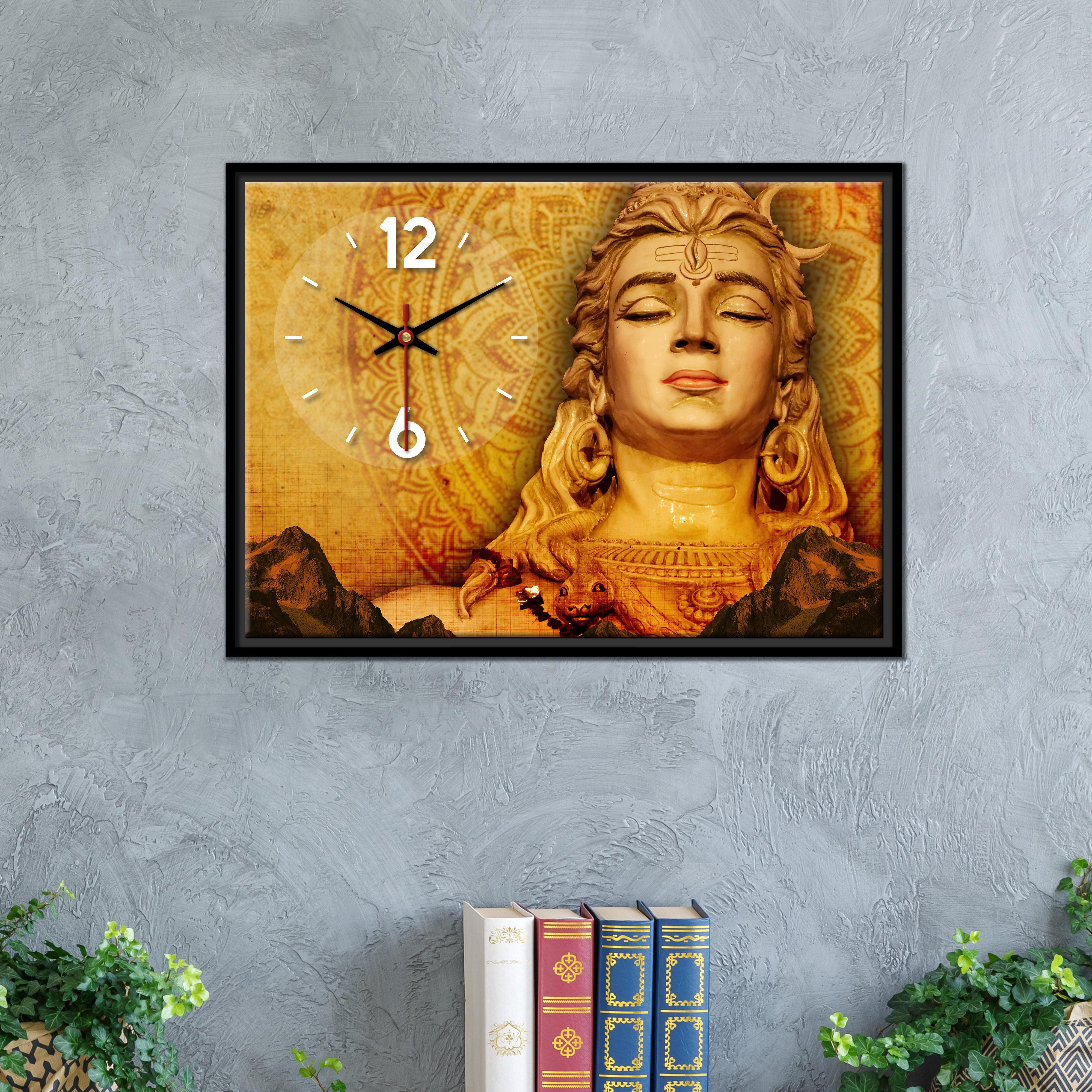 Floating Frame Lord Shiva Wall Painting with Clock