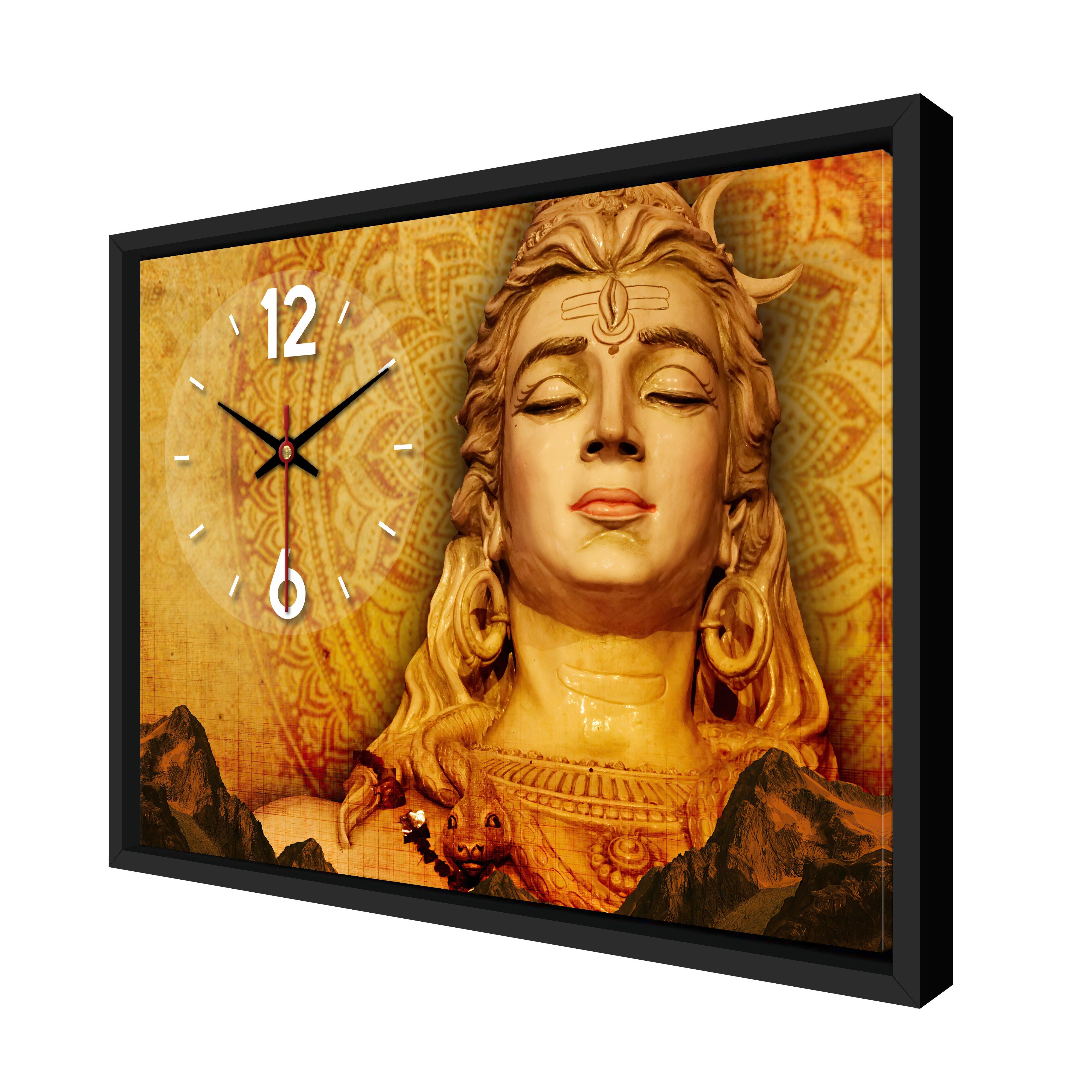 Floating Frame Lord Shiva Wall Painting with Clock