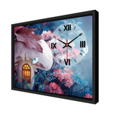 Floating Frame Mashroom House Wall Painting with Clock