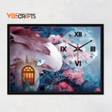 Floating Frame Mashroom House Wall Painting with Clock