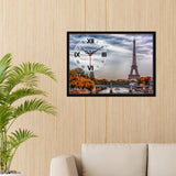 Floating Frame Paris Eiffel Tower Wall Painting with Clock