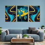 Flower Abstract Shapes Floating Canvas Wall Painting Set of Three