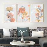 Flower Floating Canvas Wall Painting Set of Three