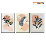 Flower & Leaves Floating Canvas Wall Painting Set of Three