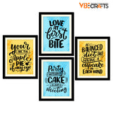 Food Lover Quotes Premium Wall Frame Set of Four