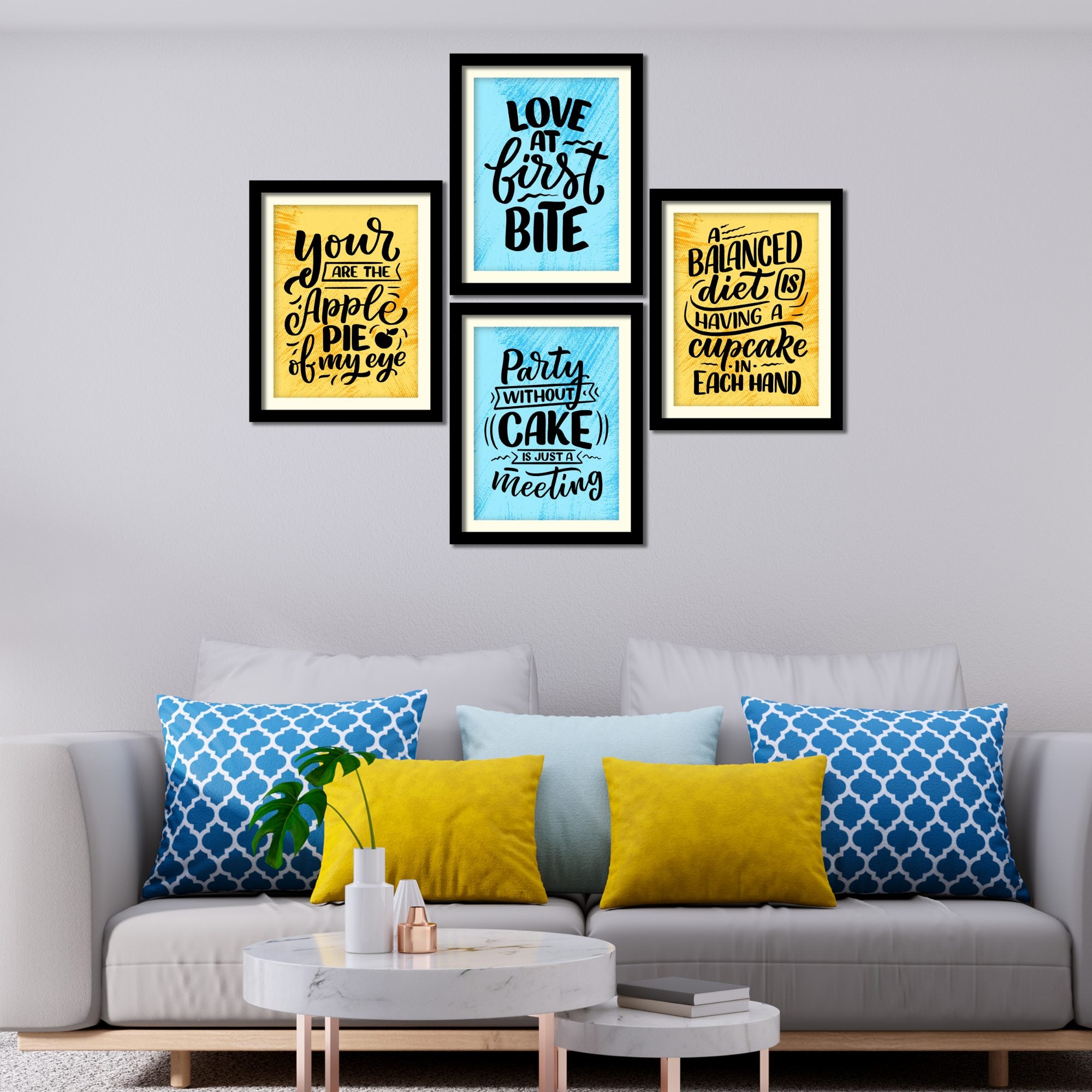 Food Lover Quotes Premium Wall Frame Set of Four