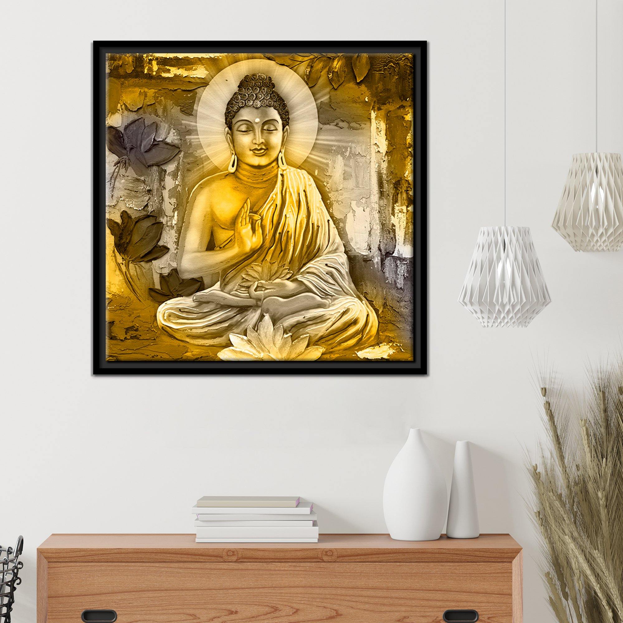 Gautam Buddha Floating Canvas Religious Wall Painting Frame