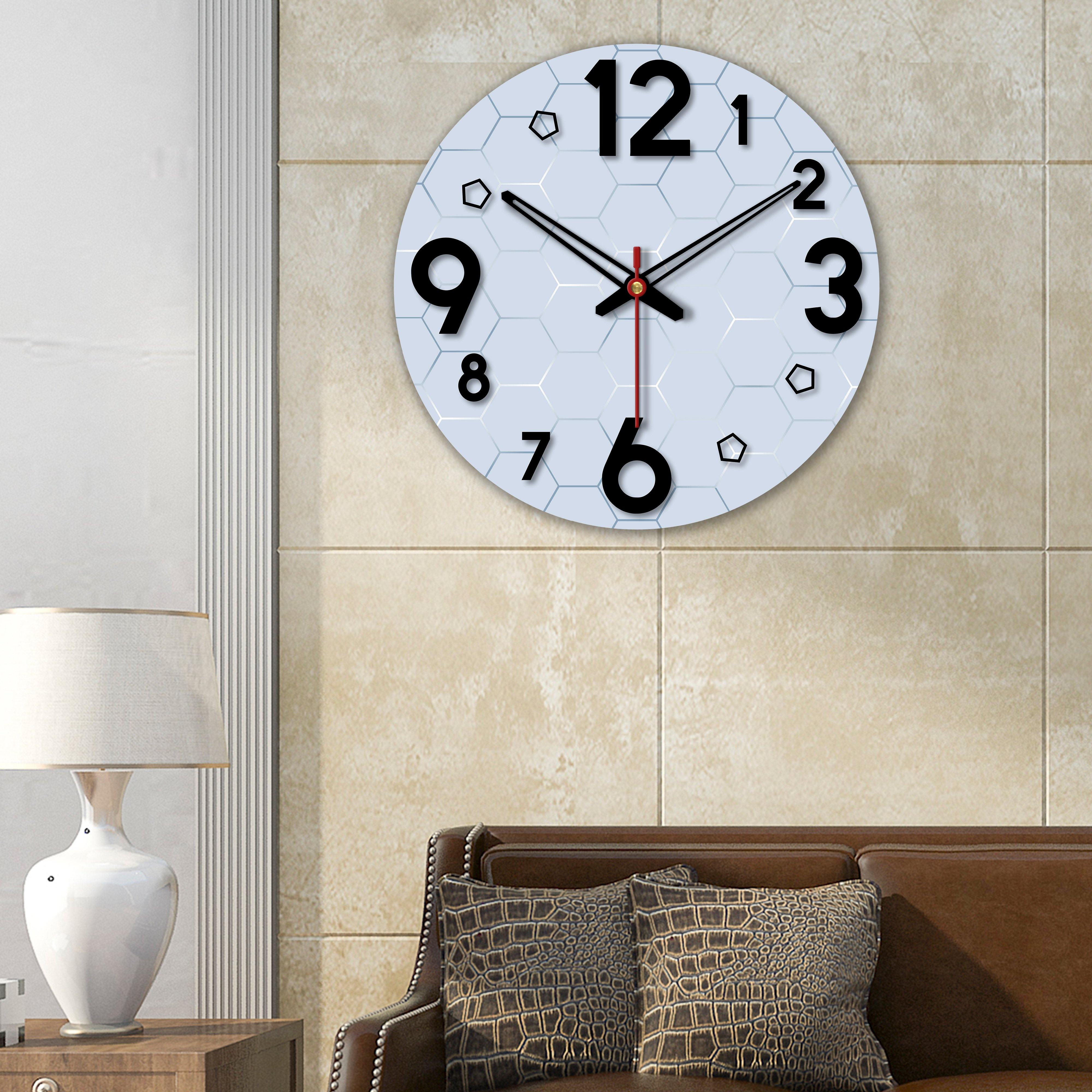 Geometric Hexagon Pattern Wooden Wall Clock