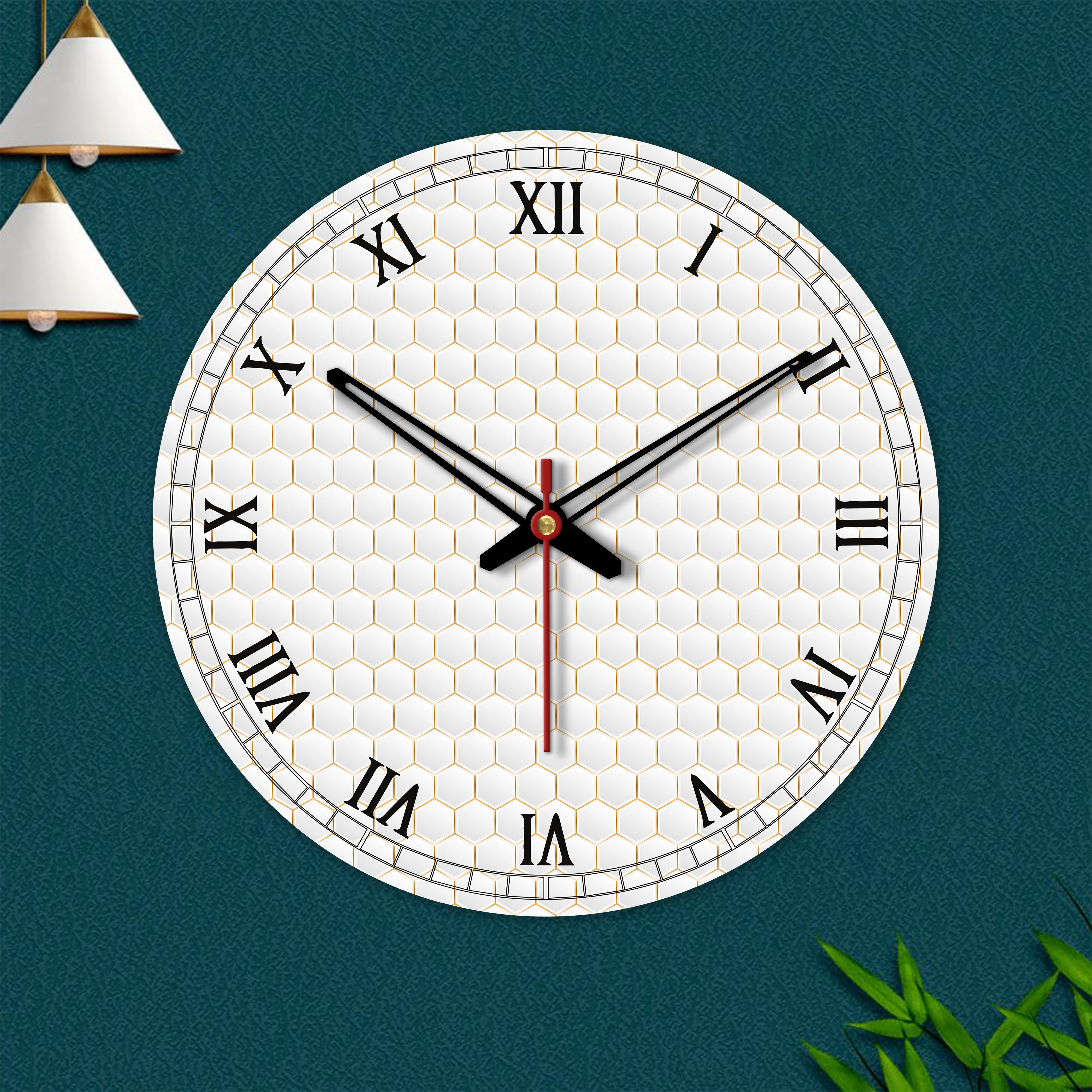 Geometrical Pattern Printed Wooden Wall Clock