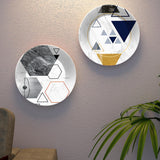 Geometrical Shapes Ceramic Wall Hanging Plates of Two Pieces