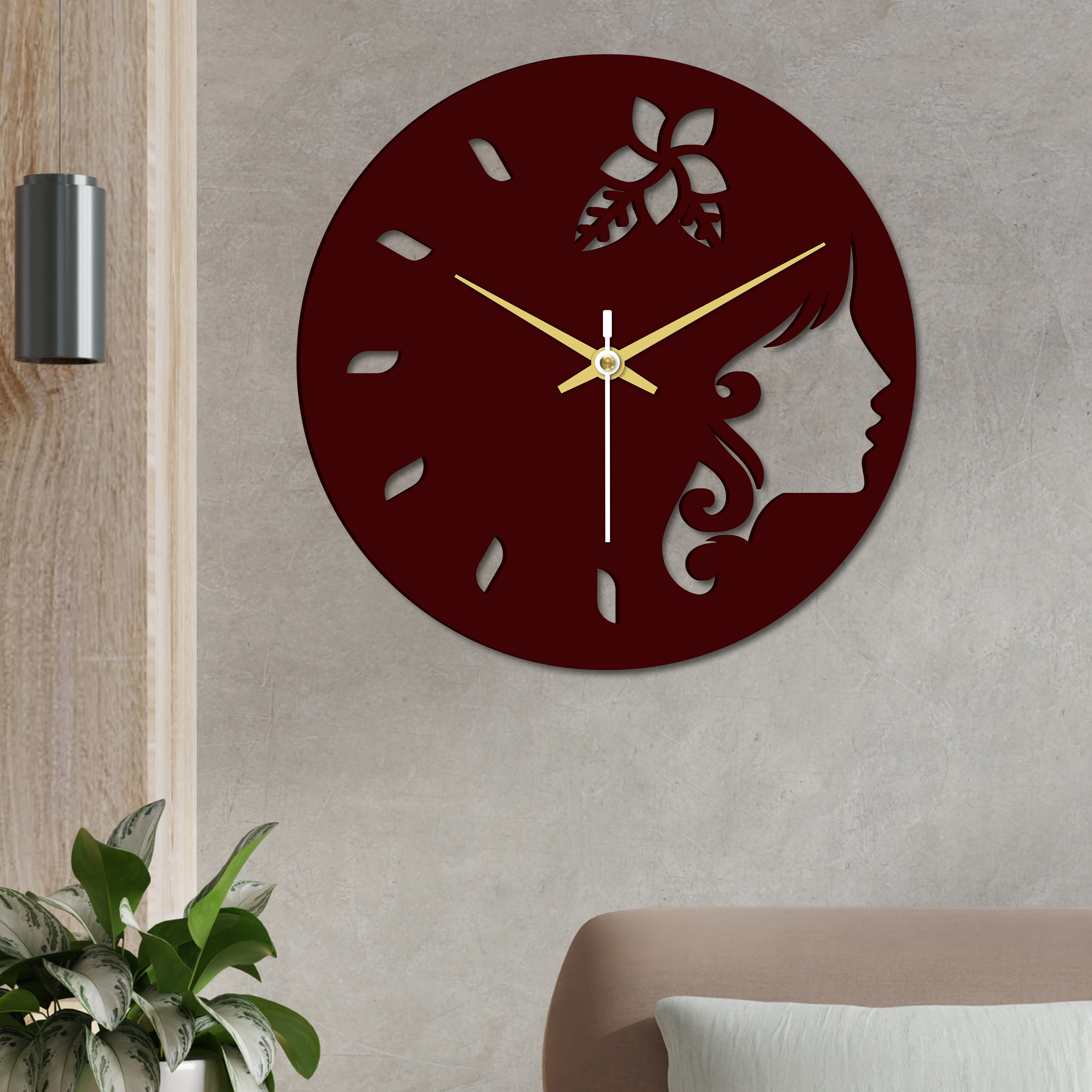 Girl Face in Wooden Wall Clock