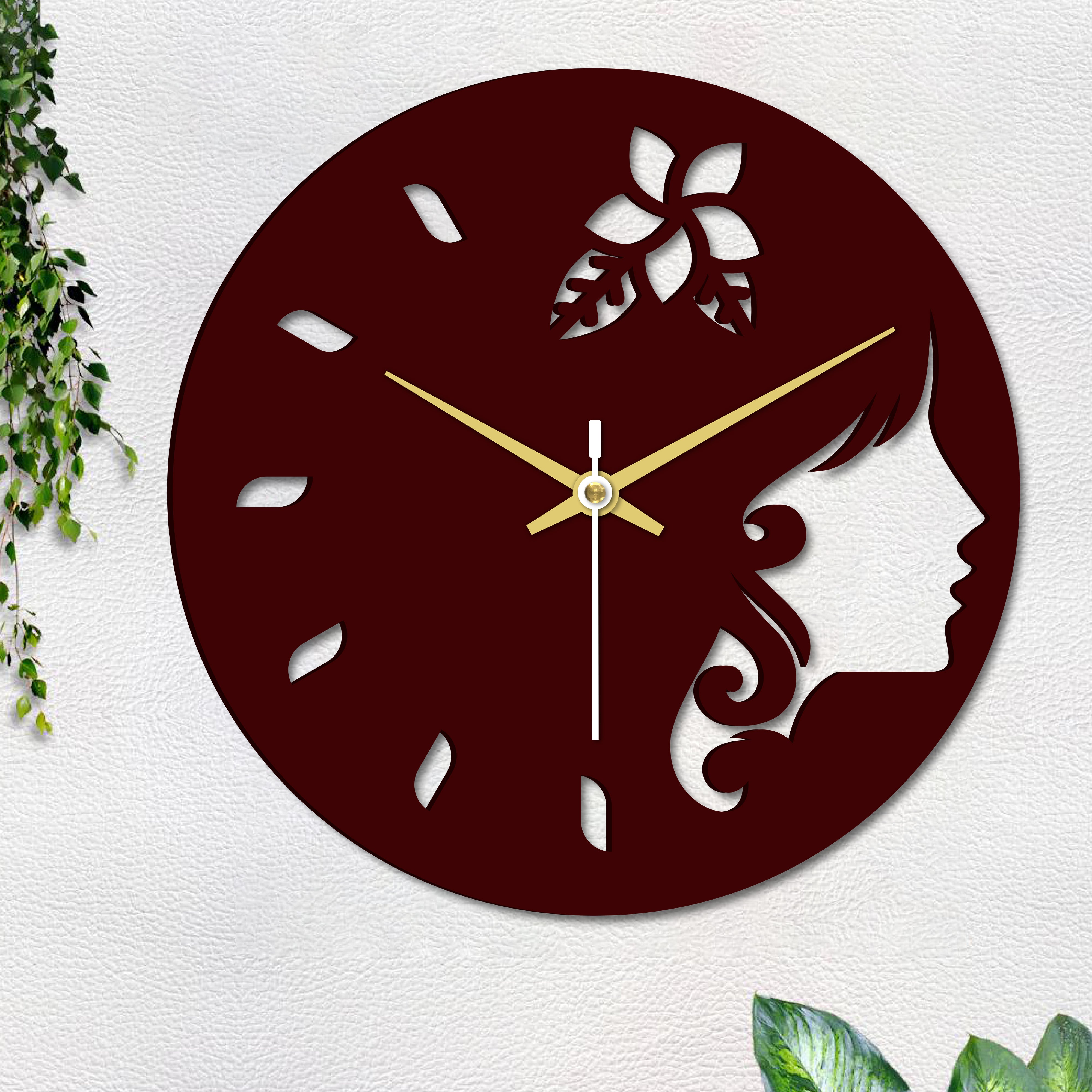 Girl Face in Wooden Wall Clock