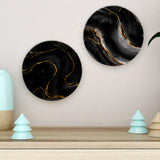 Gold & Black Texture Ceramic Wall Hanging Plates of Two Pieces