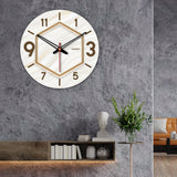 Golden Hexagon Design Wooden Wall Clock