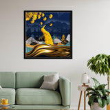 Golden Peacock Floating Canvas Wall Painting Frame