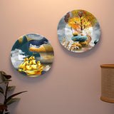 Tree Ceramic Wall Hanging Plates of Two Pieces