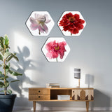 Beautiful Flowers Hexagon Painting Set of Three - Vibecrafts