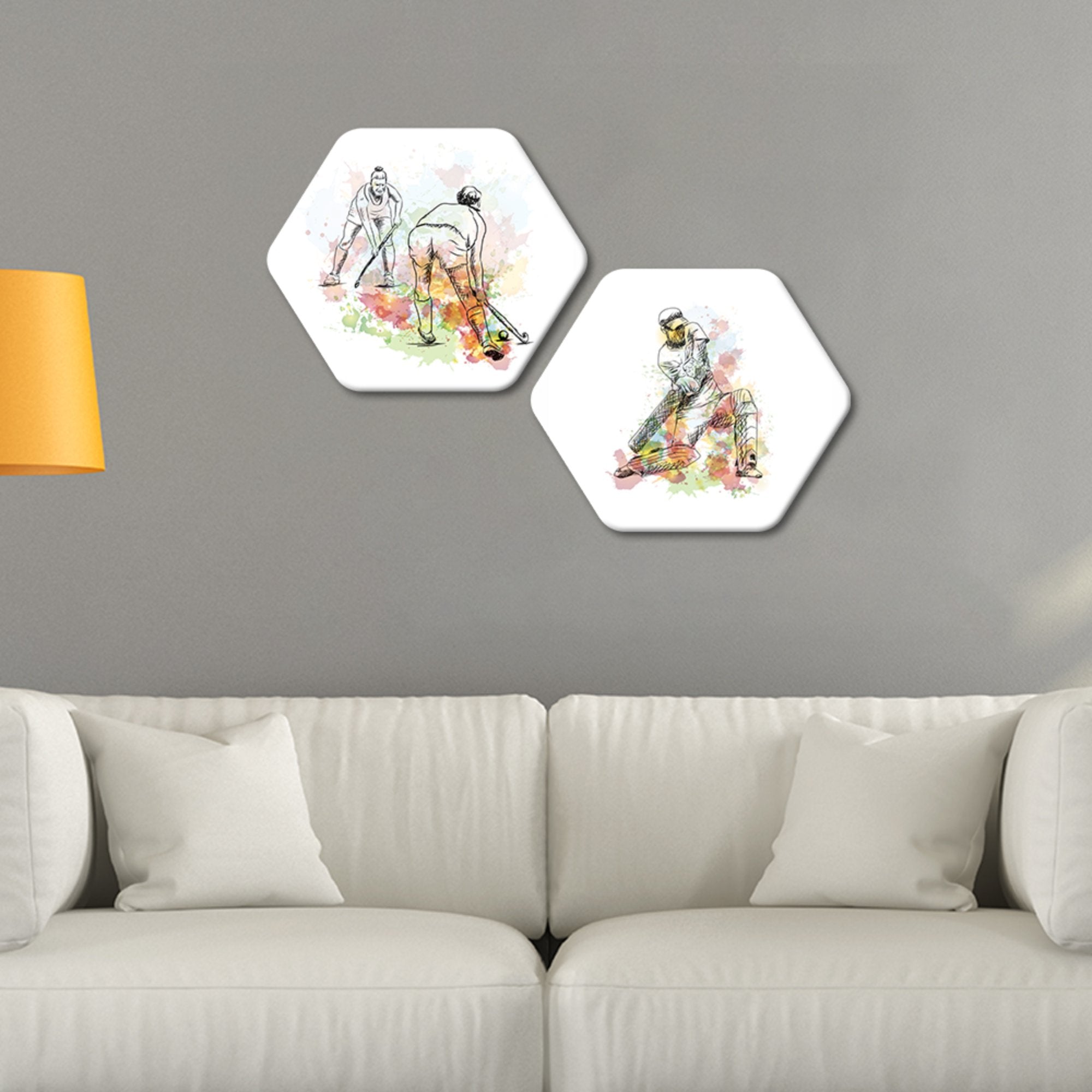 Different Games Hexagon Painting Set of 2