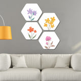 Flowers Hexagon Painting Set of 4 Pieces
