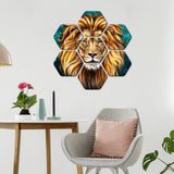 Premium Hexagon Painting of Lion's Face Set of 7