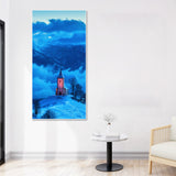 House on Mountain Floating Canvas Wall Painting