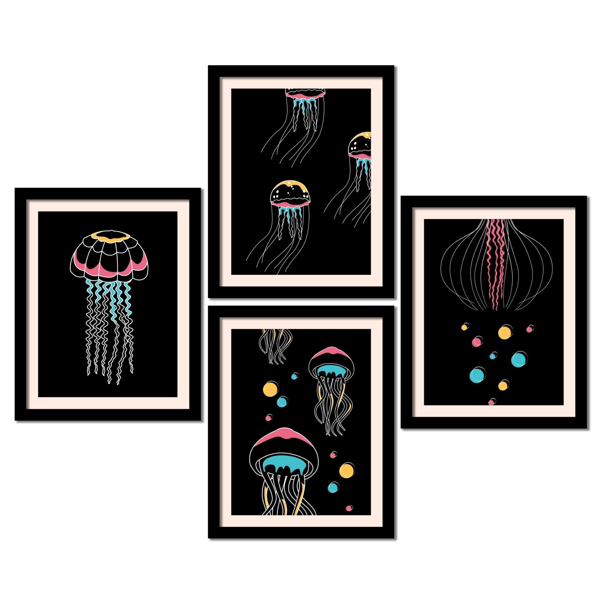 Jellyfish Premium Wall Frame Set of Four